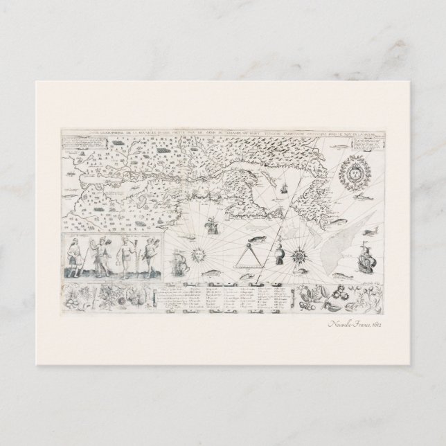 Cartão Postal Mapa do Mundo Medieval Quebec - Nouvelle - França  (Frente)