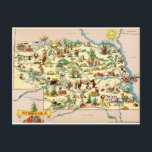 Cartão Postal Mapa do Nebraska Funny Vintage<br><div class="desc">Caro mapa de colheita do Estado Cornhusker. Colete todos os 50 cartões postais estaduais na minha loja!</div>