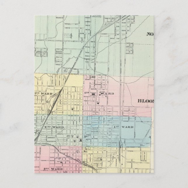 Cartão Postal Mapa do Normal, Bloomington (Frente)