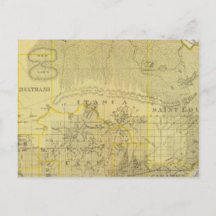 Cartão Postal Mapa do Norte Minnesota, 1874