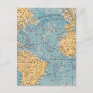 Cartão Postal Mapa do Oceano Atlântico