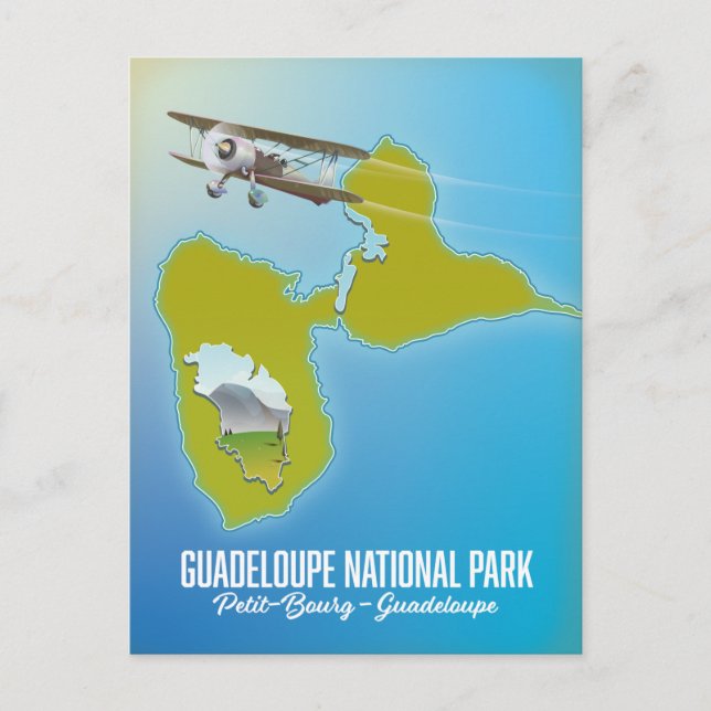 Cartão Postal mapa do Parque Nacional de Guadeloupe (Frente)