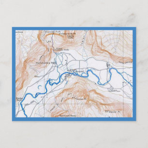 Cartão Postal Mapa do Parque Nacional de Yosemite em Postal