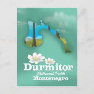 Cartão Postal mapa do parque nacional Durmitor, Montenegro