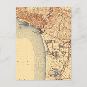 Cartão Postal Mapa do Pismo Beach Vintage