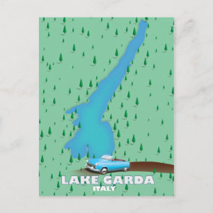 Cartão Postal Mapa do pôster de viagem do Lago de Garda Itália