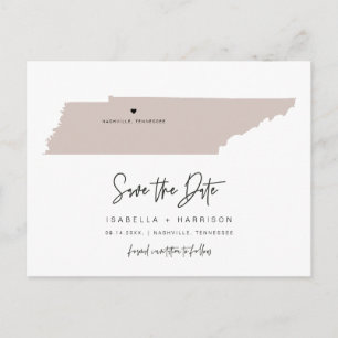 Cartão Postal Mapa do QUINN- Tennessee Salve a Data do Coração M