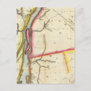 Cartão Postal Mapa do rio Detroit e do País Adjacente