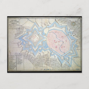 Cartão Postal Mapa do século XVII de Coesfeld Ludgerusburg Alema