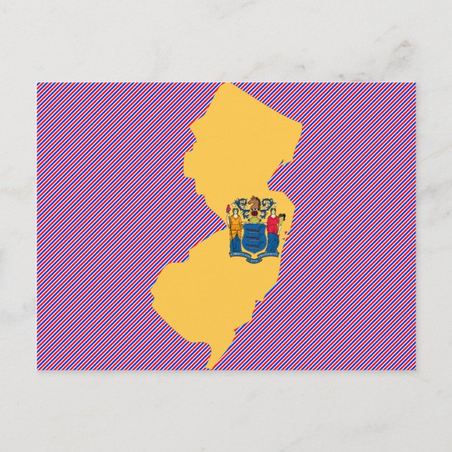 Cartão Postal Mapa do Sinalizador de Nova Jersey (Frente)