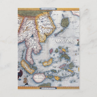 Cartão Postal Mapa do Sudeste Asiático e da Indonésia do século