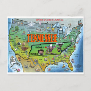 Cartão Postal Mapa do Tennessee USA
