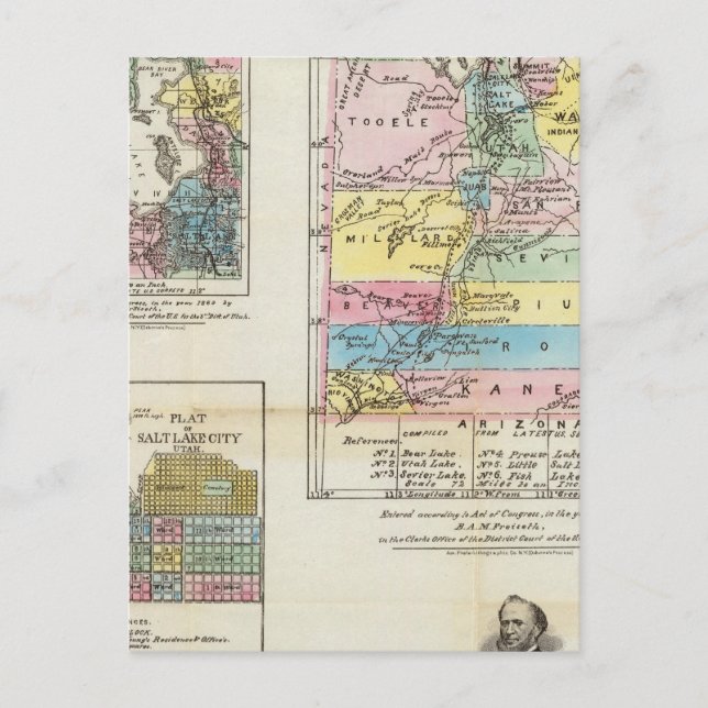 Cartão Postal Mapa do Território de Utah (Frente)