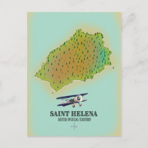 Cartão Postal Mapa do Território Ultramarino Britânico de Santa 