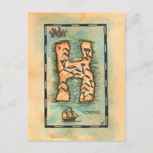 Cartão Postal Mapa do Tesouro da Letra H