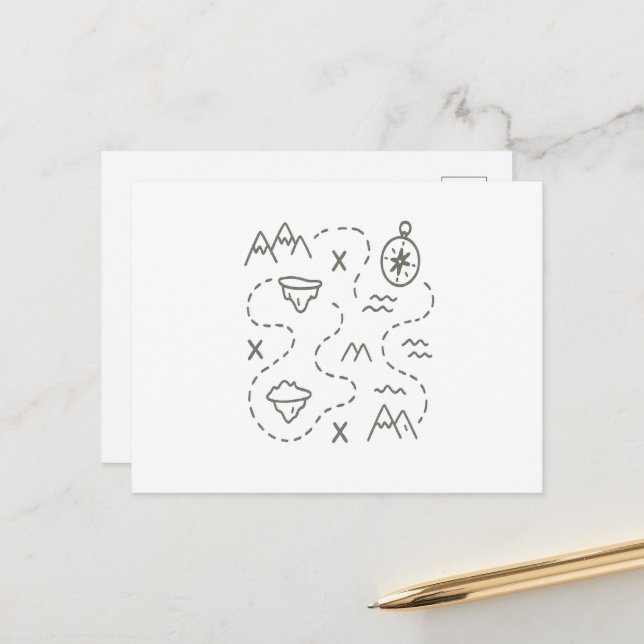 Cartão Postal Mapa do tesouro do Little Explorer (Frente/Verso In Situ)