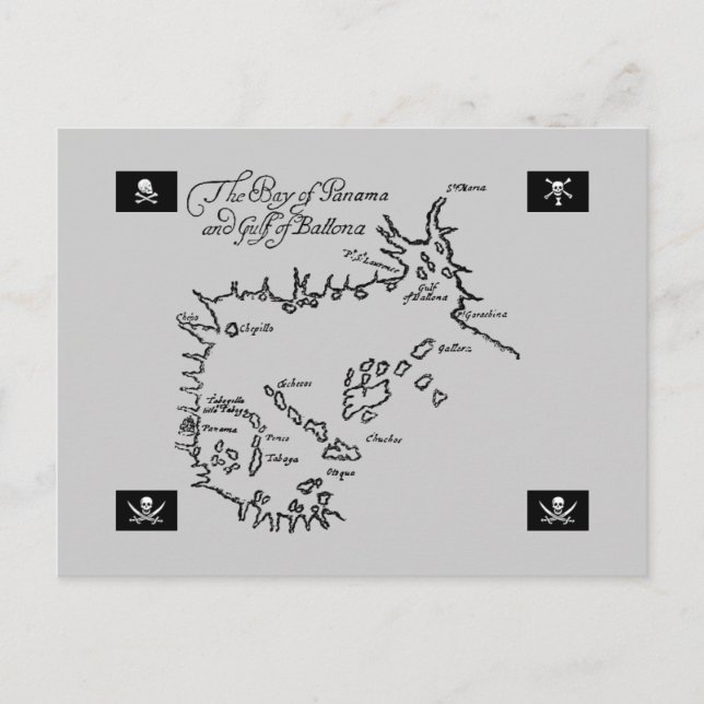 Cartão Postal Mapa do tesouro pirata (Frente)