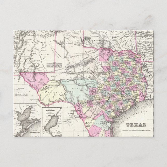 Cartão Postal Mapa do Texas (1855) (Frente)