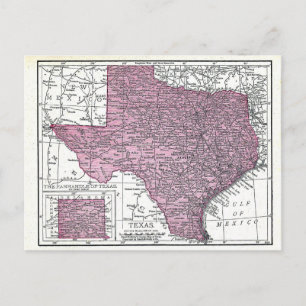 Cartão Postal:  Mapa do Texas, 1921