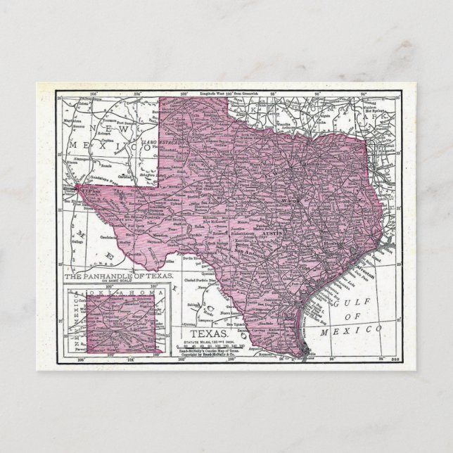Cartão postal: Mapa do Texas, 1921 (Frente)