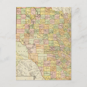 Cartão Postal Mapa do Texas para o Condado de Large Scale e o Ca