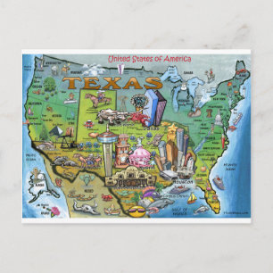 Cartão Postal Mapa do Texas USA
