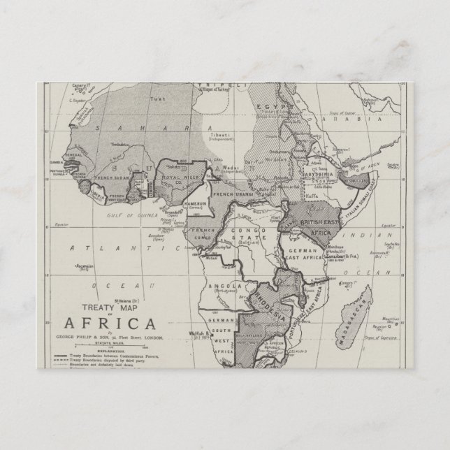 Cartão Postal Mapa do Tratado de África (Frente)