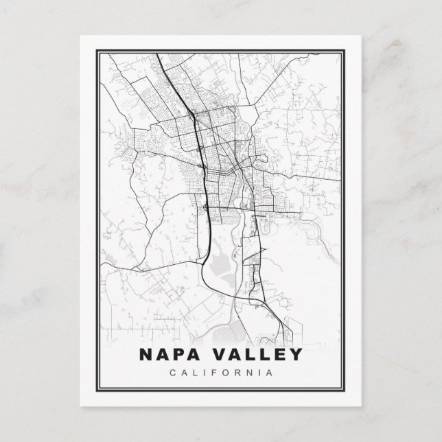 Cartão Postal Mapa do Vale de Napa (Frente)
