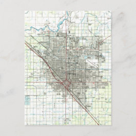 Cartão Postal Mapa do Vintage da Califórnia em Fresno