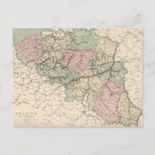 Cartão Postal Mapa do vintage de Bélgica (1873)