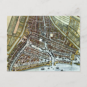 Cartão Postal Mapa do vintage de Rotterdam Países Baixos (1649)