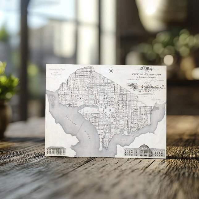 Cartão Postal Mapa do vintage do Washington DC (Criador carregado)