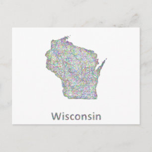 Cartão Postal Mapa do Wisconsin