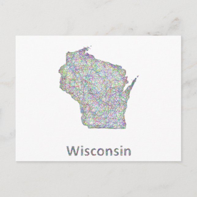 Cartão Postal Mapa do Wisconsin (Frente)
