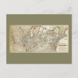 Cartão Postal Mapa dos Caminhos-de-Ferro da Pensilvânia (1871)