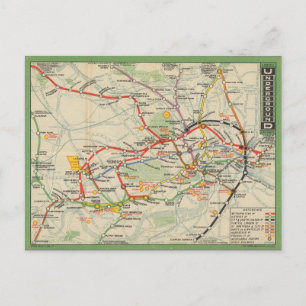 Cartão Postal Mapa dos Caminhos de Ferro Subterrâneos de Londre