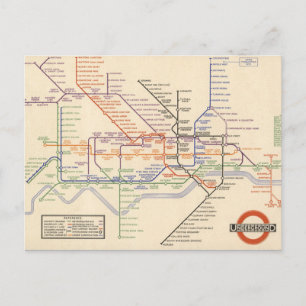 Cartão Postal Mapa dos Caminhos de Ferro Subterrâneos de Londre