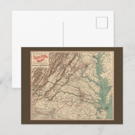 Cartão Postal Mapa dos campos de batalha da Guerra Civil da Virg
