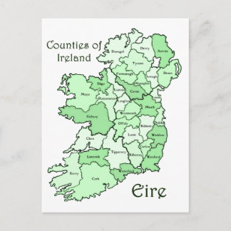 Cartão Postal Mapa dos condados da Irlanda