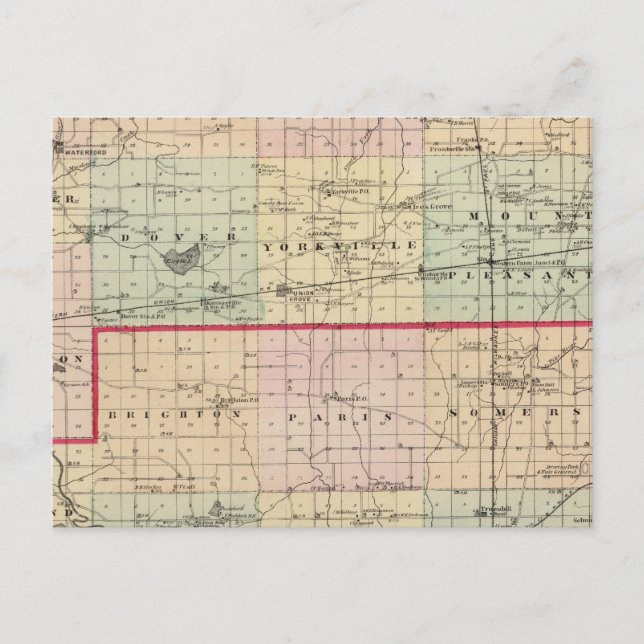 Cartão Postal Mapa dos condados Racine e Kenosha (Frente)