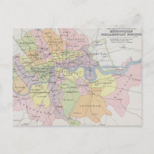 Cartão Postal Mapa dos distritos parlamentares metropolitanos