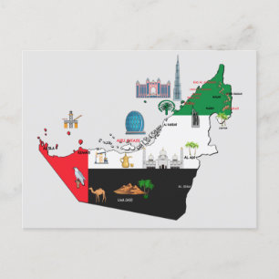 Cartão Postal mapa dos Emirados Árabes Unidos