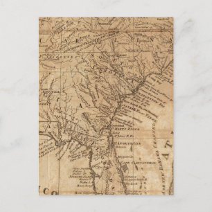 Cartão Postal Mapa dos Estados da Virgínia e da Carolina do Nort