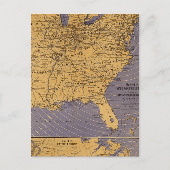 Cartão Postal Mapa dos Estados do Atlântico (Frente)