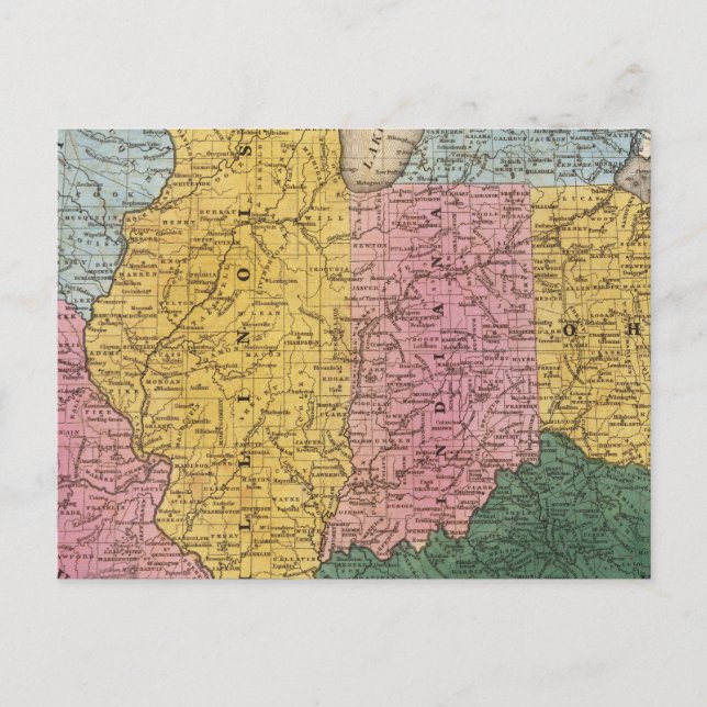 Cartão Postal Mapa dos Estados Ocidentais (Frente)