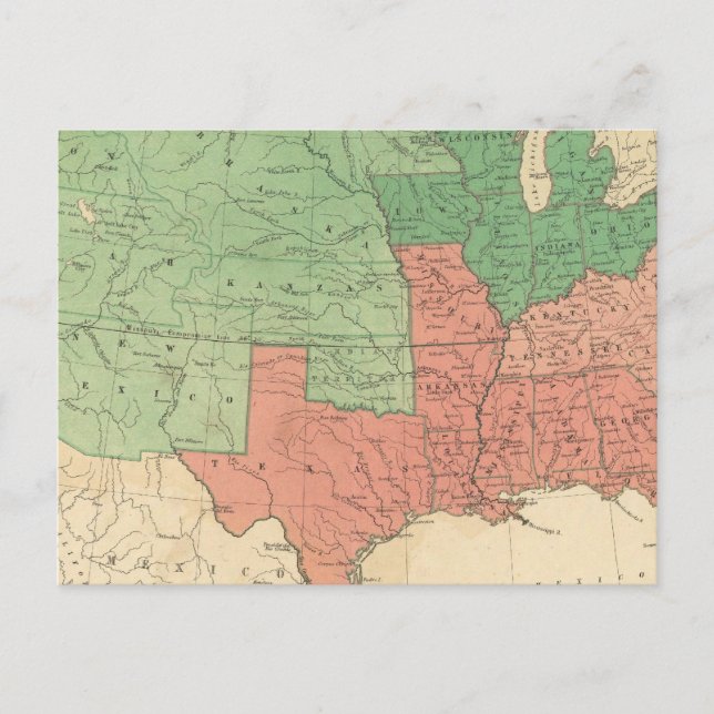 Cartão Postal Mapa dos Estados Unidos 2 (Frente)