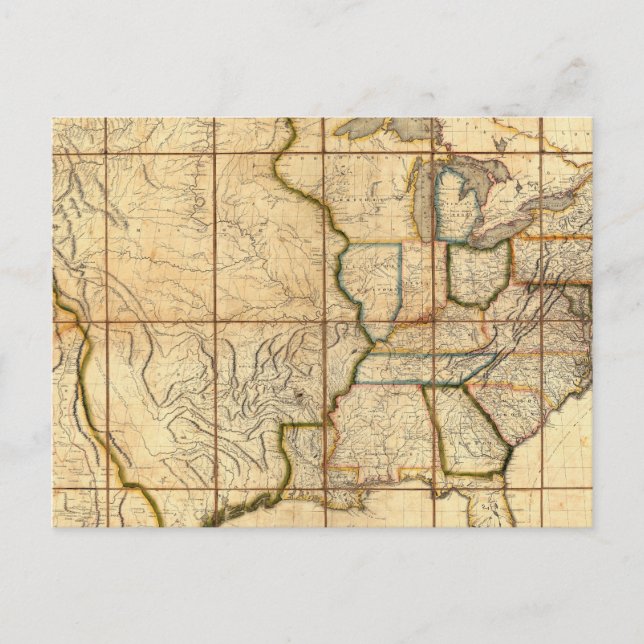 Cartão Postal Mapa dos Estados Unidos 3 (Frente)