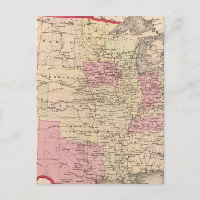 Cartão Postal Mapa dos Estados Unidos 5 (Frente)