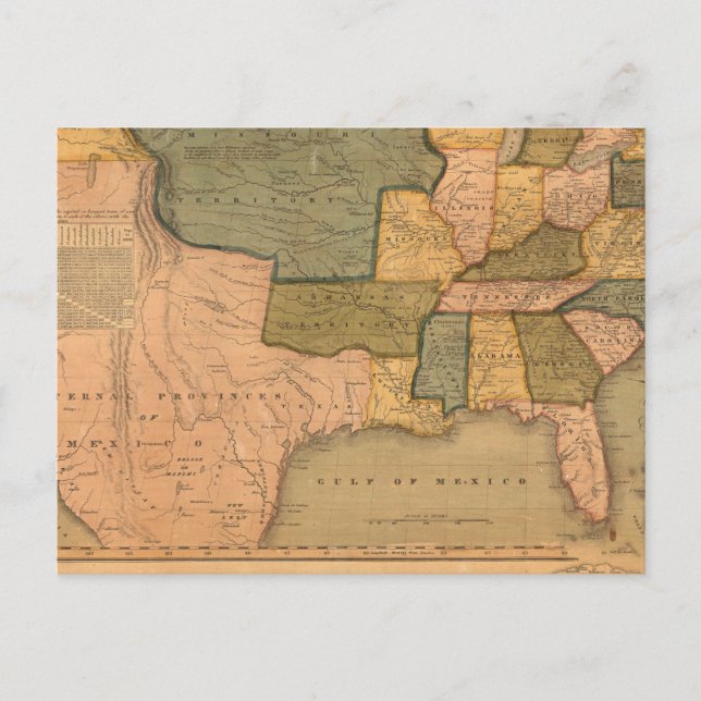 Cartão Postal Mapa dos Estados Unidos com George Washington (Frente)