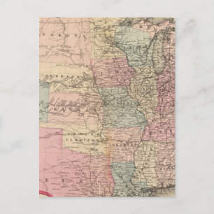 Cartão Postal Mapa dos Estados Unidos com Pony Express Route